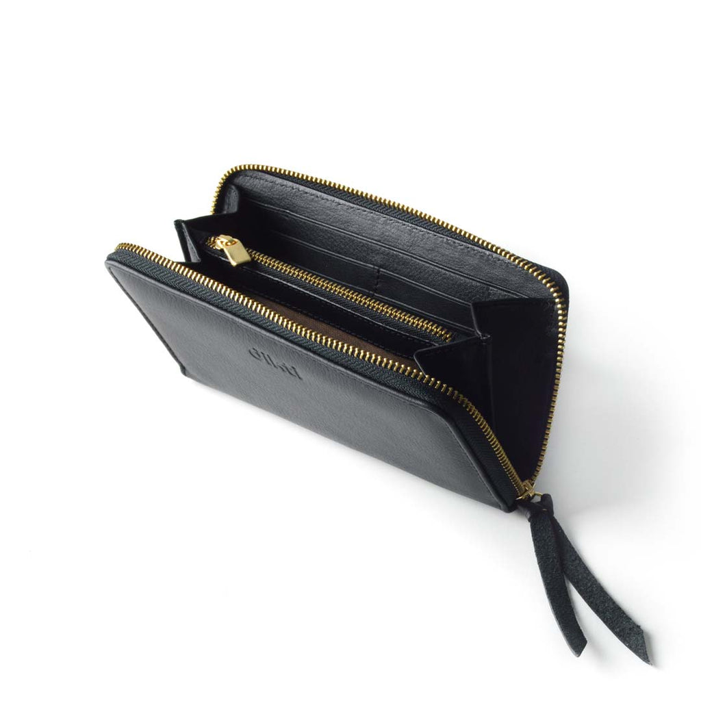 billetero de piel mikonos abierto leather wallet black color 