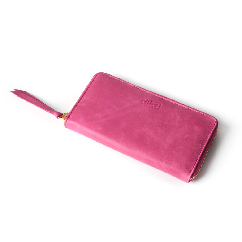 billetero de piel quios leather wallet named quios. Leather wallet pink color. 