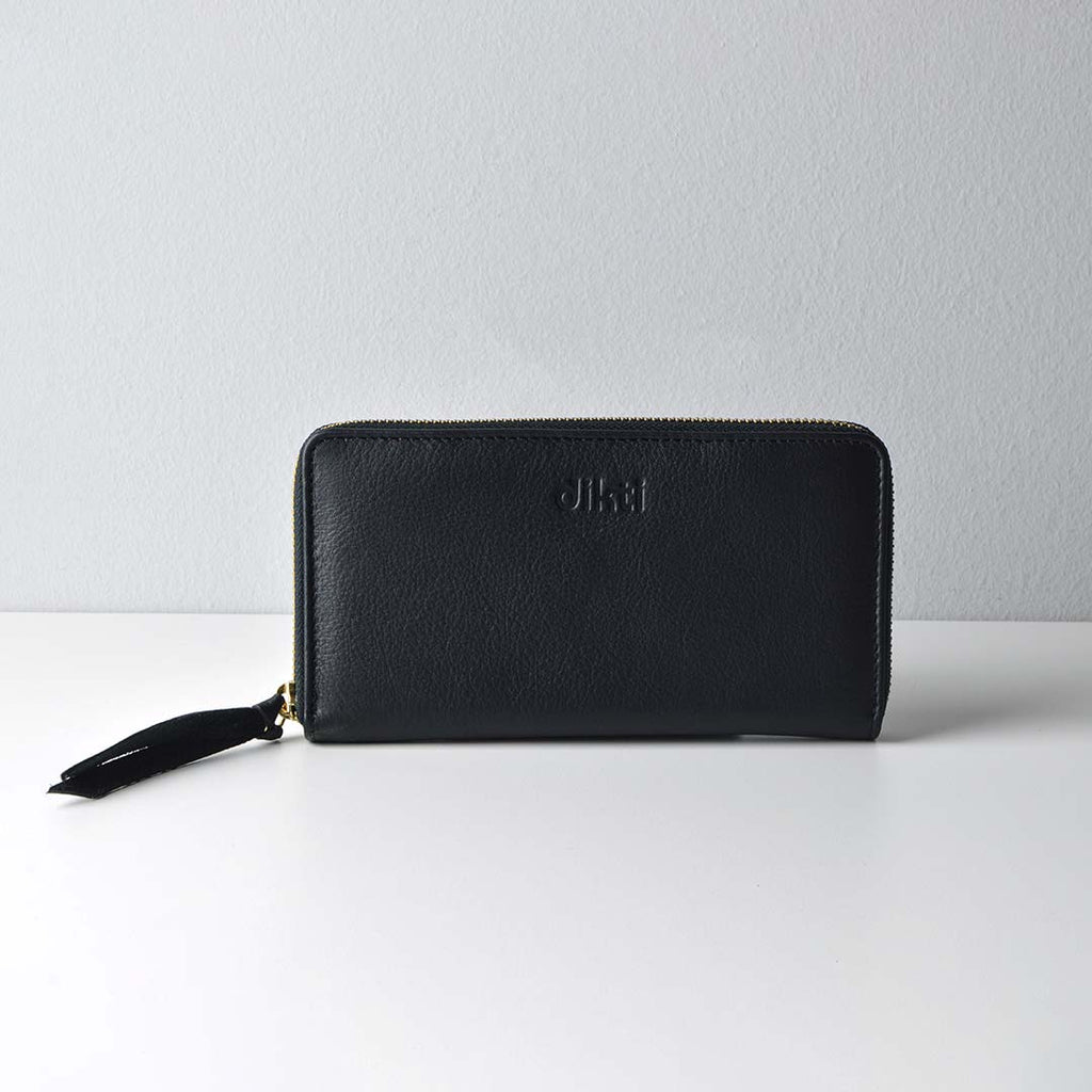 billetero de piel mikonos frontal leather wallet in black color leather wallet premium quality